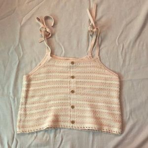 Pink and white stripe sweater tank